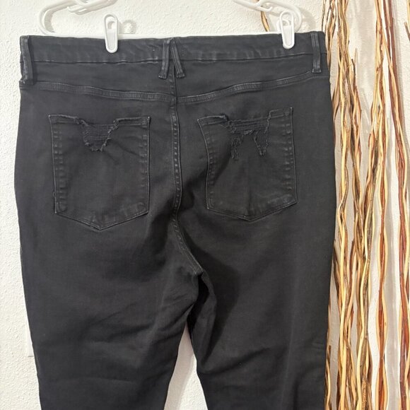 Good American Good Waist Crop Skinny Black Plus Size 20 Distressed Hem - Picture 6 of 10
